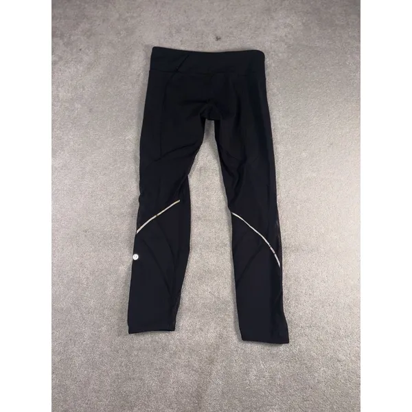 lululemon black cropped leggings 6 reflective mesh - Image 3