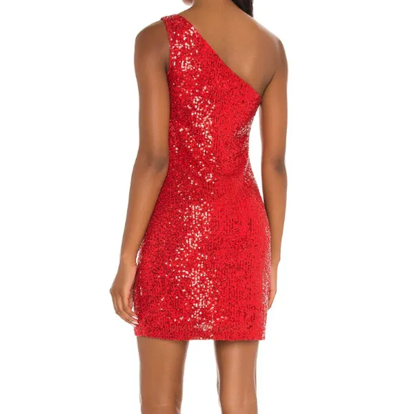 BB Dakota by Steve Madden One-Shoulder Sequin Minidress in True Red, Size L‌‌‌ - Image 3