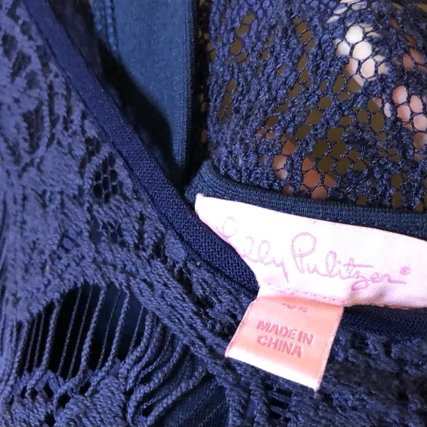 Lilly‎ Pulitzer Rhea Crochet Lace Sleeveless Dress navy Blue XS - Image 5
