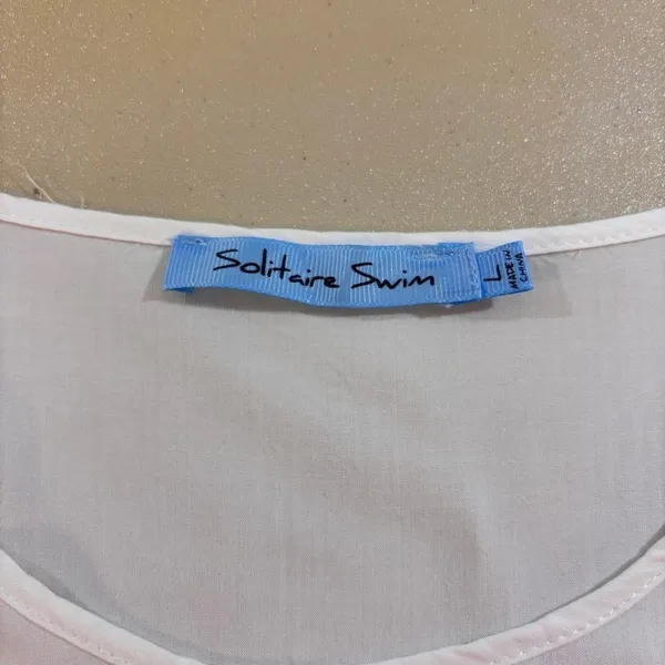 Solitaire Swim White Eyelet Tunic Top Sz L Beach Cover‎ Up Boho resort wear - Image 4