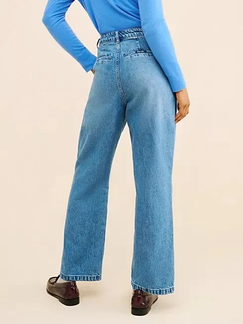 Free People Rolla’s Chloe Pleated Straight Leg Jeans in Medium Wash Size 25 - Image 3
