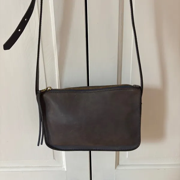 Madewell The Simple Crossbody Leather Bag Small Rectangle Purse Distressed Blue‎ - Image 8