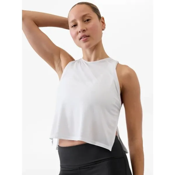 Athleta S Grid Knit Singlet Tank Bright White Small - Image 2