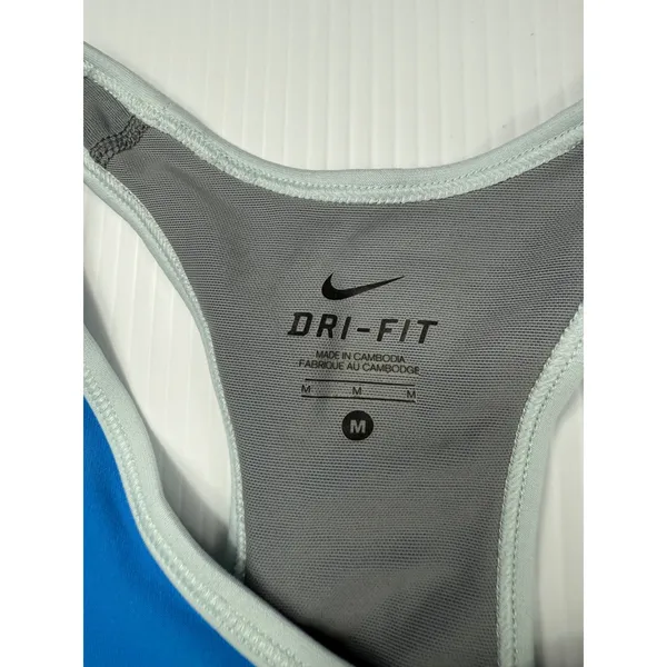 Nike Dri-FIT Tank Top Athletic Racerback Built-In Bra Blue‎ Size M - Image 2