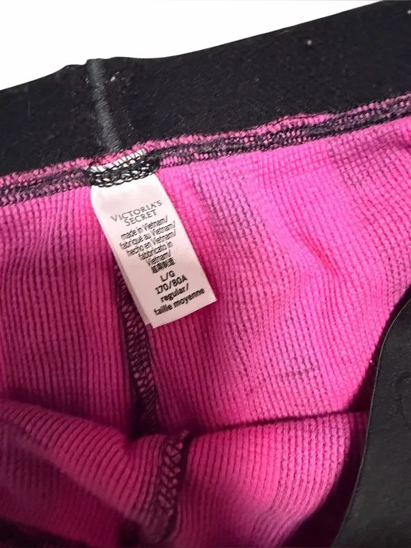 Victoria’s Secret Thermal Pink Black Plaid Pajama Set Size Large - Image 7
