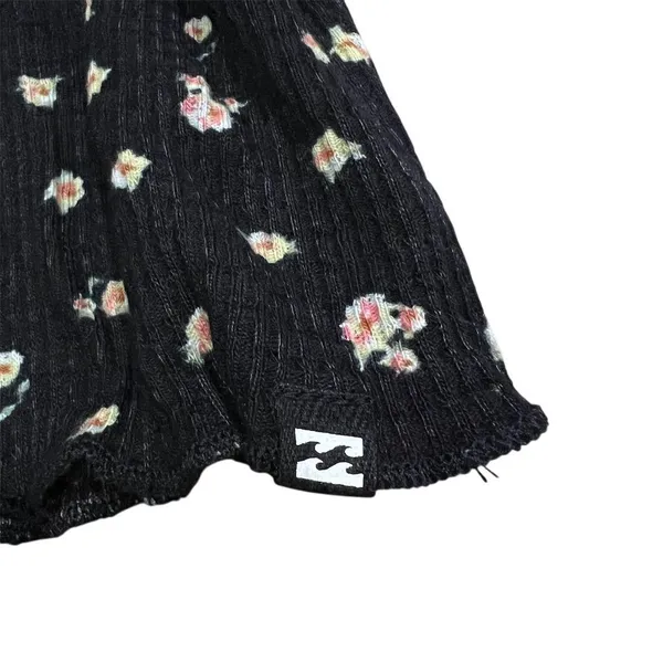 NWT Billabong Women's XS Floral V-Neck Short Sleeve Waffle Knit Top Multicolor - Image 6