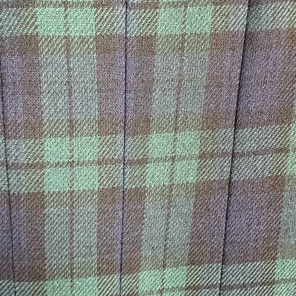 Vintage Tartan‎ Plaid Maxi Dress Womens 4 Green Navy Pleated A-Line Gold Buttons - Image 9