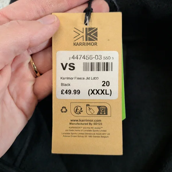 Karrimor‎ Black Fleece Jacket Full Zip Mock Neck Plus Size XXXL US 16 UK 20 NEW - Image 7