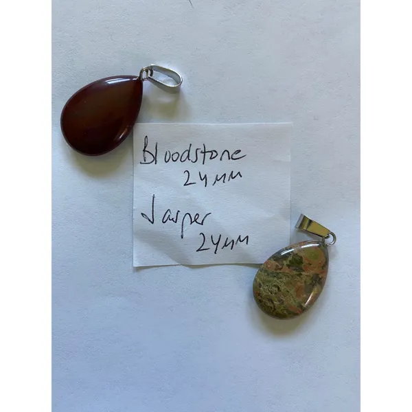 Variety Stone Pendants Lot - onyx, abalone, lapis, jasper, bloodstone - Image 2