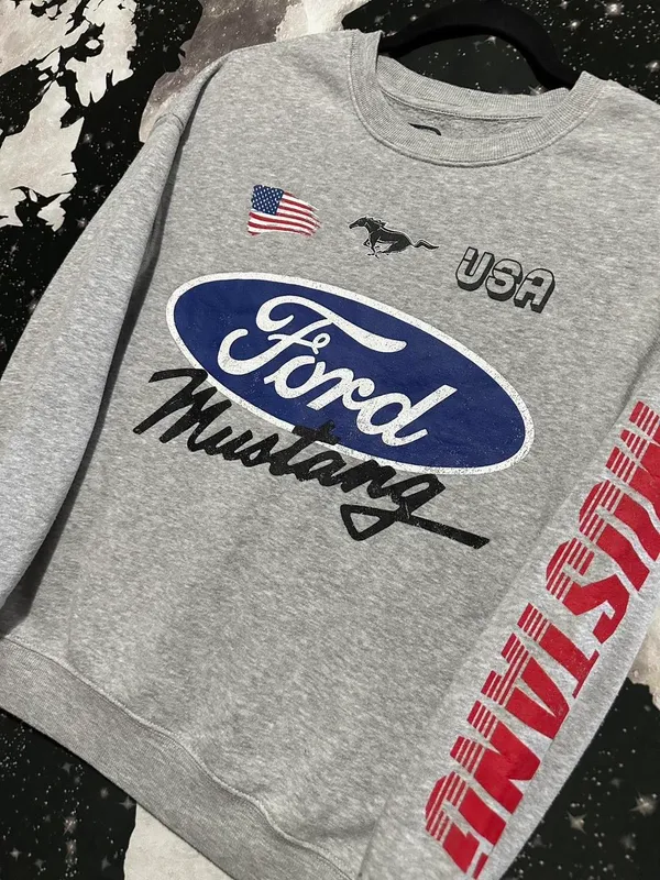 Hybrid Apparel Ford Mustang USA Graphic Crewneck Sweatshirt - Image 2