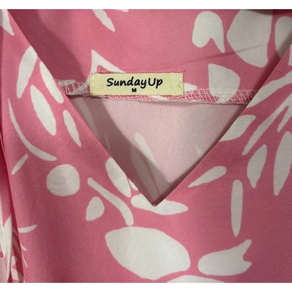 Sunday‎ Up Tiered Maxi Dress Sz M Pink Floral Boho Cottage Resortwear Vacation - Image 6
