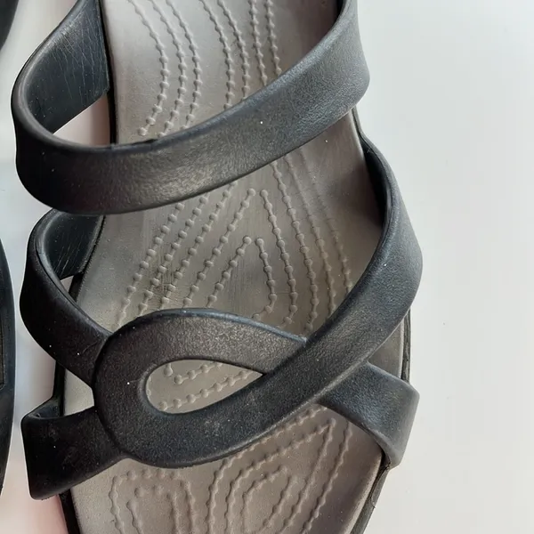 Crocs Meleen Twist Strappy Sandals Black Gray Comfort Slides Women’s Size 10 - Image 2