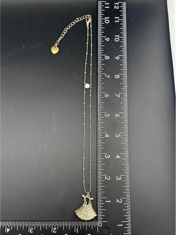 Betsey Johnson Necklace with Dress Pendant and Pearl - Image 2