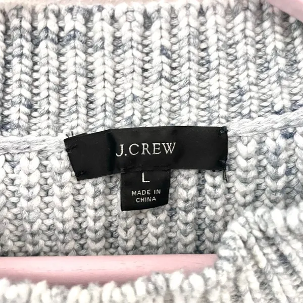 J Crew Marled Cotton-Blend Crewneck Sweater Size L Blue Cozy Minimalist Coastal - Image 3