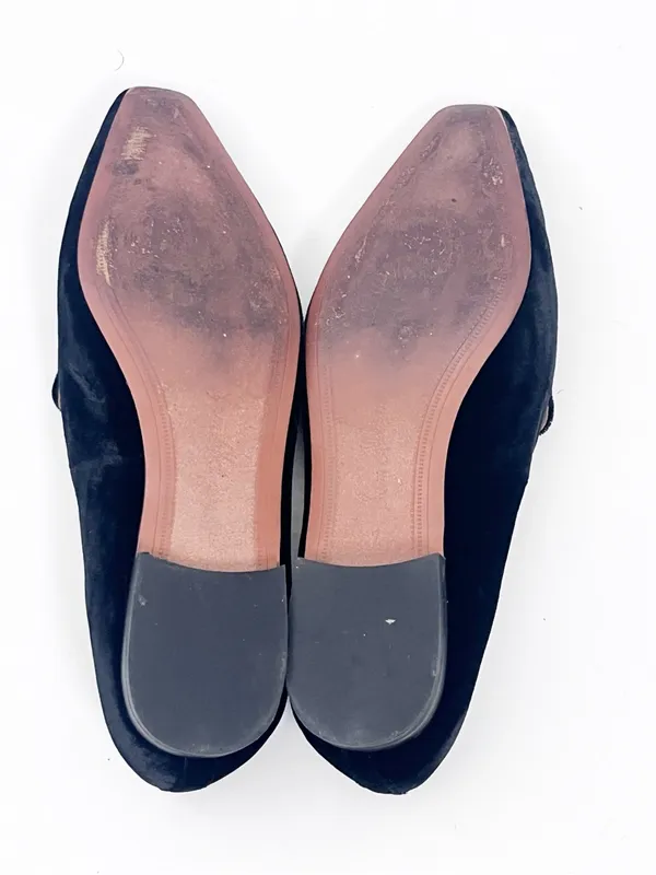 SAM EDELMAN Emelie Black Velour Square Tie Slip On Loafers Size 7M Neutral Boho - Image 2