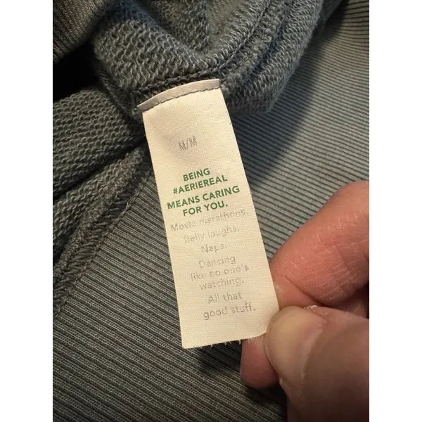 AERIE Distressed Oversized Crewneck Sweatshirt Sage Green Women’s Cozy - Size M - Image 7