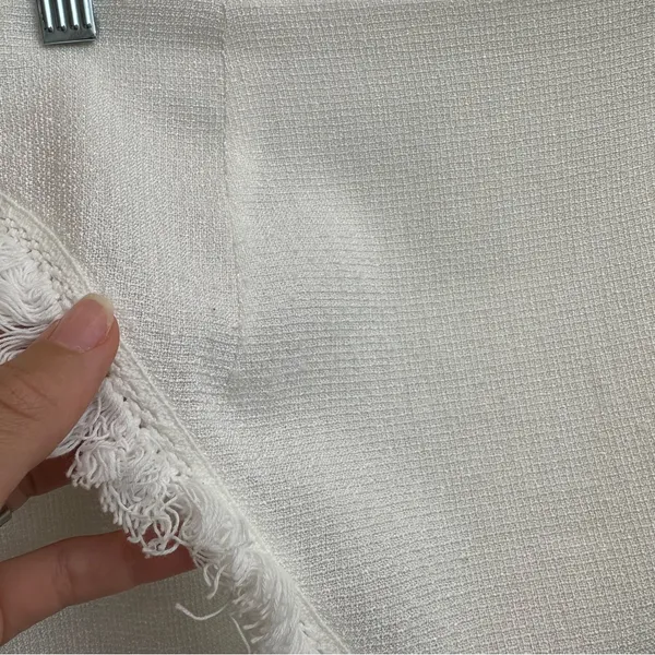 superdown White Mini Skirt with Fringe Trim - Image 5