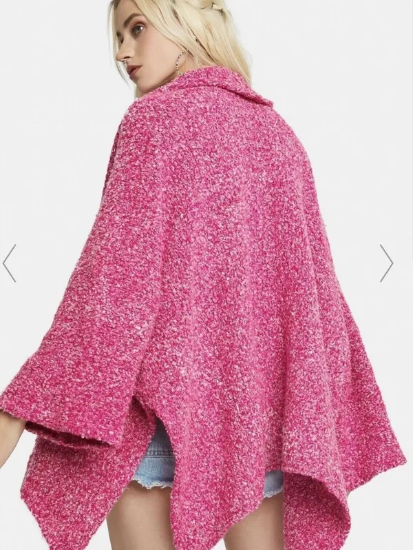 Free People BFF Cardigan Open Front in a Prickly Pear pink color S - Image 2