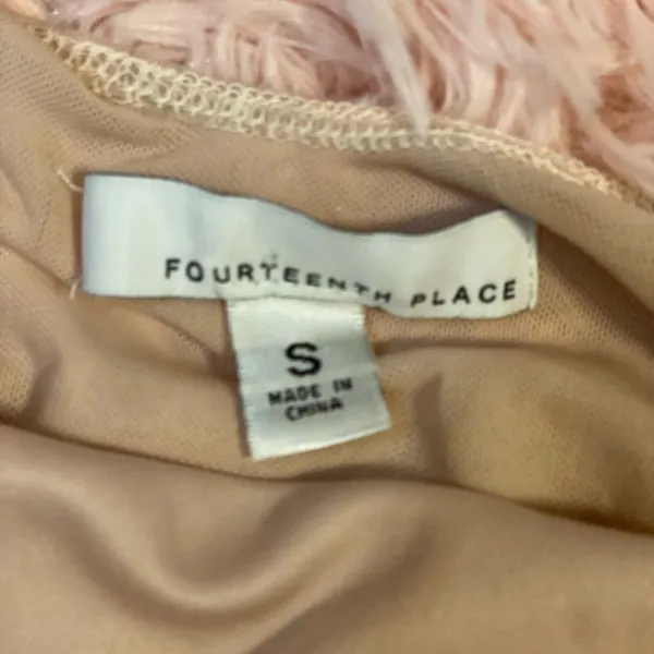Fourteenth Place Bodysuit Womens Small Nude Pink Lace Illusion Low Open Scoop Ba - Image 4