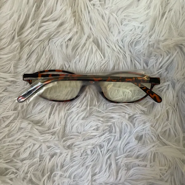 New trendy hipster korean oval tortoise shell framed blue light clear glass - Image 3