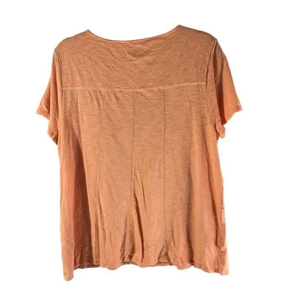 Chico's The Ultimate Tee Top Pockets Pleated Scoop Neck Orange Size 2 US L - Image 3