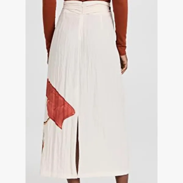 VINCE Floral Twist Front Maxi Skirt Abstract White Draped Resort Women’s Small - Image 4