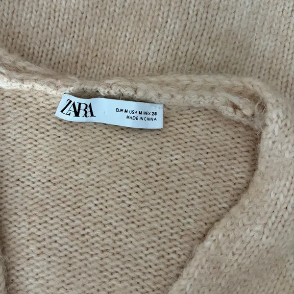 ZARA Alpaca Knit Midi Dress Light Tan Sand Coastal Blogger Favorite Medium - Image 13