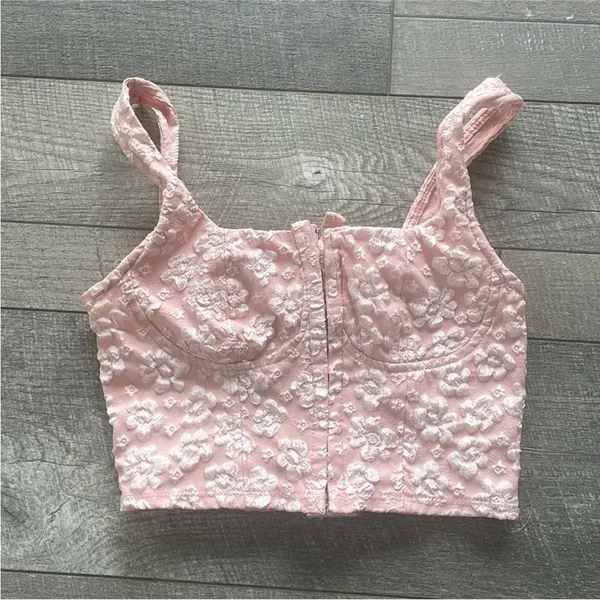 Wild Fable Pink Floral Lace Corset Crop Tank Top Size XS. - Image 7
