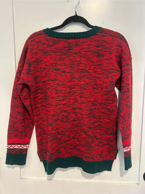 99 Jane Street Sweater Small Reindeer Glasses Bells Sequins Ugly Christmas - Image 2