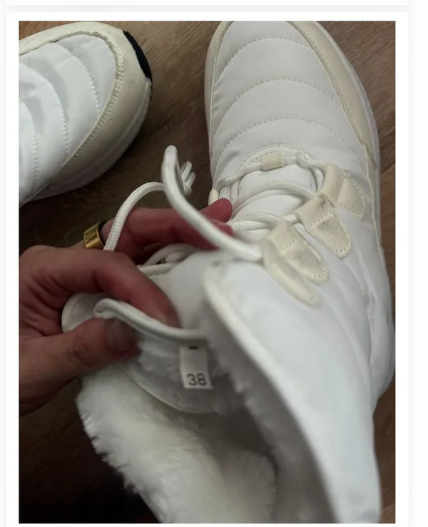 SHEIN White Quilted Faux-Fur Lace-Up Snow Boots EU 38 - Image 5