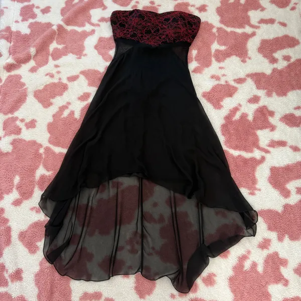 🖤 Gothic Romance Sheer Hi-Low Strapless Dress | Vampire Fairy • Dark Coquette • Y2K Formal • Festival Goth 🖤 - Image 5