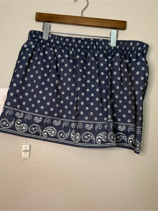 Aerie New XL paisley print xl skort skirt summer blue casual - Image 2