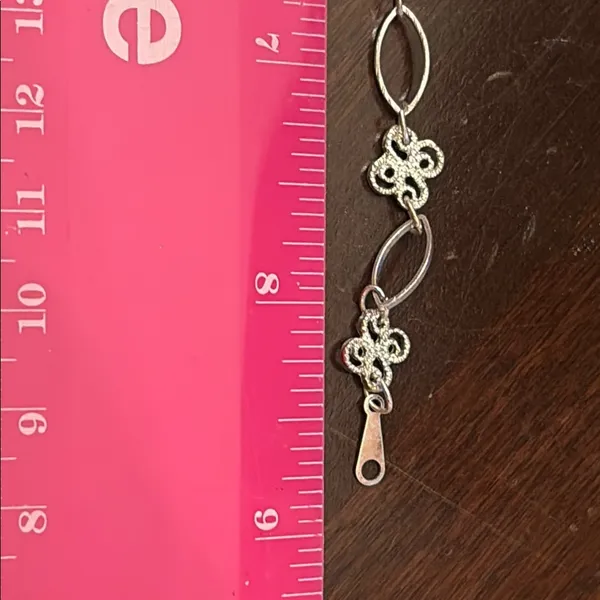Intricate Silver Bracelet Anklet with Floral Links - Image 4