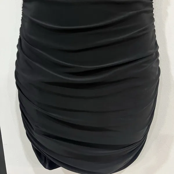Pretty Little Thing Black Bodycon Ruched Dress US 4 UK 8 Strappy Party Cocktail - Image 6