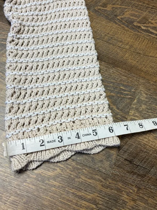 American Eagle Ballet Neck Open Knit Oversized Sweater Women's Large Beige - Image 7