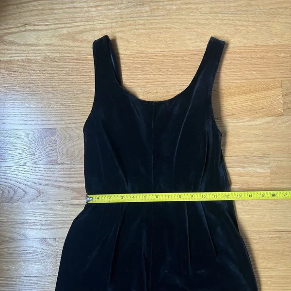 Vintage 90s DKNY Velvet Jumpsuit Pleated Waist Scoop Back Cinched Ballet Size 2 - Image 8