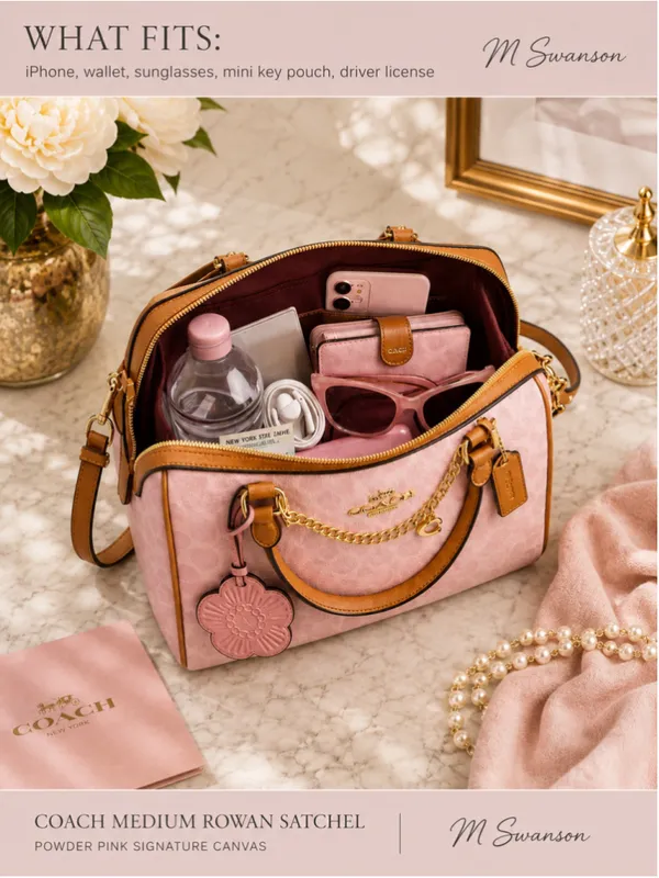NEW Coach Medium Powder Pink Signature Rowan Satchel CEA18 NWT - Image 8