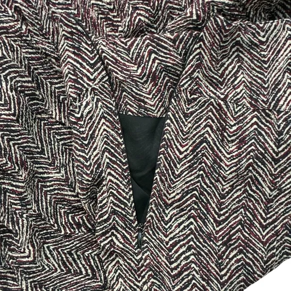 Jones New York Chevron Zigzag 100% Silk Midi Skirt Burgundy Black Size 10 - Image 7
