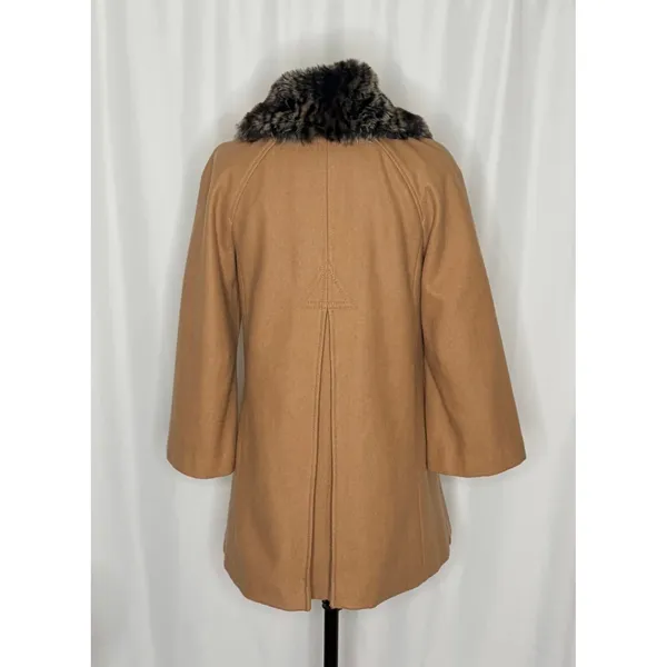 Anthropologie ELEVENSES‎ Melton Wool Toggle Coat Leopard Fur Collar Size 2 - Image 9
