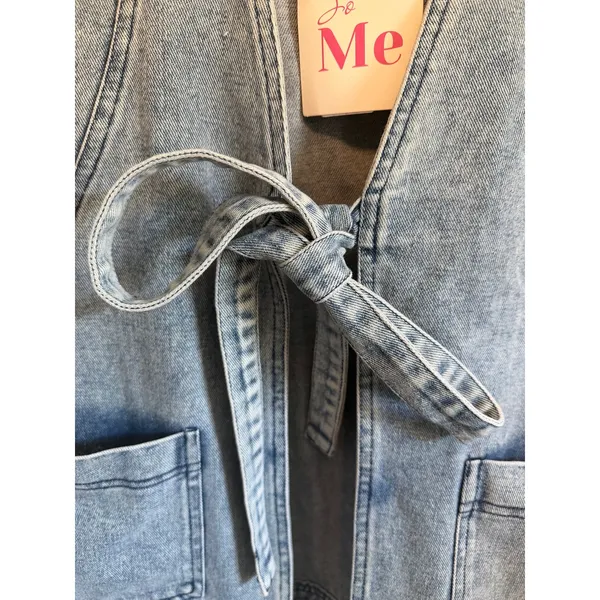 So Me Denim Jean Vest Cotton Blend Tie Front NWT Size Large Nashville Cowgirl - Image 3