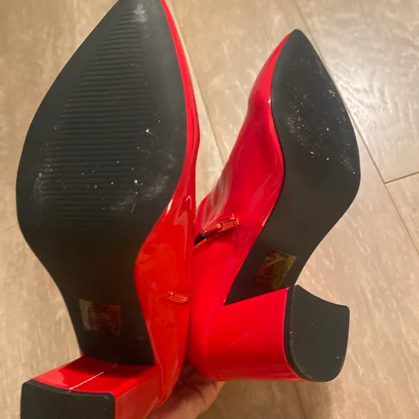 Nastygal Ruby Red Shiny Glossy Patent Pointy Heels Boots Booties Women 7 - Image 8