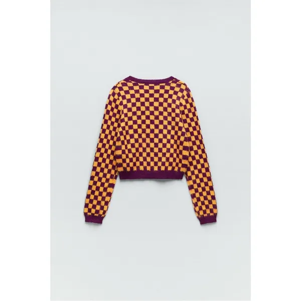 NWT Zara Wool Blend Plaid Knit Cardigan Jacket Size Small - Image 5