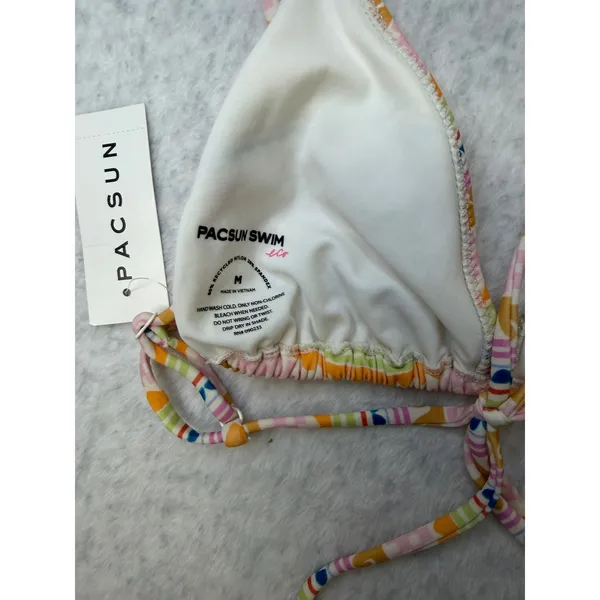 PacSun‎ Swim Eco Multi Color Retro Print Triangle Bikini Top Womens Medium NWT - Image 5