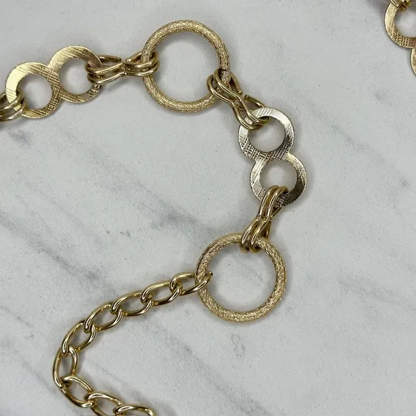 Textured Open Circle Ring Gold Tone Chain Link Belt Small (S) ✨ - Image 9