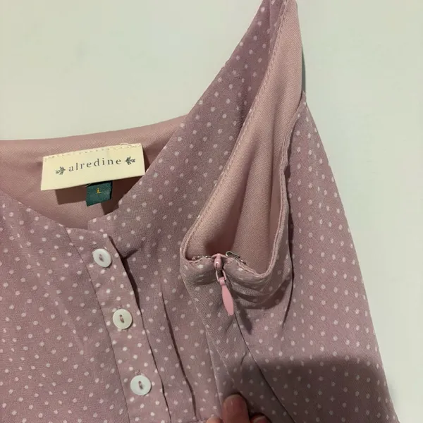 Alredine polka dot tiered babydoll dress dusty pink size large‎ - Image 4