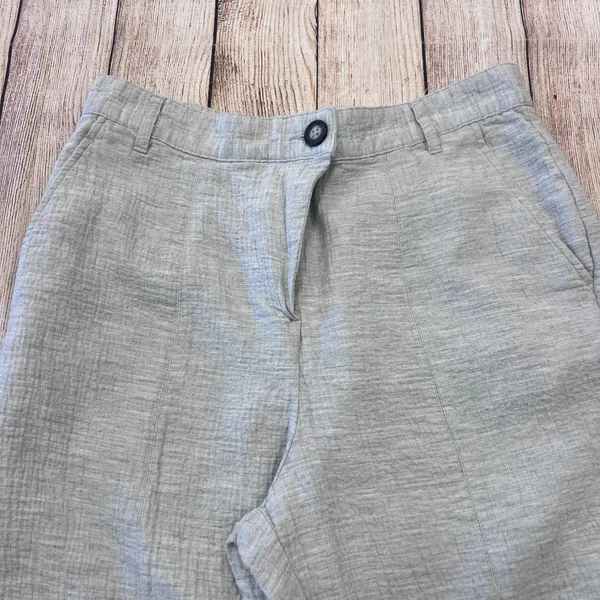 Zara Womens High Rise Textured Cotton Tapered Pants Light Grey Size 4 8574/039 - Image 2