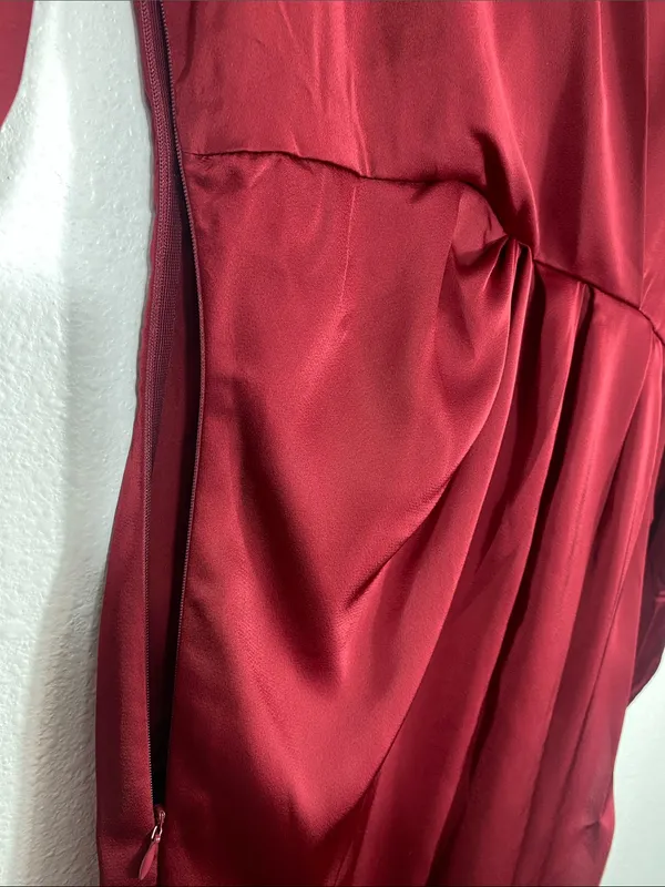 Vici Burgundy Satin Twist-Waist Midi Dress Size Xs - Image 5