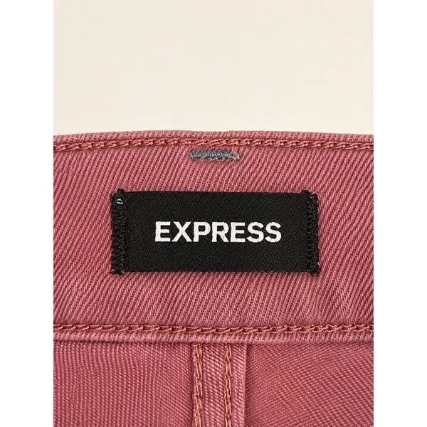 Express Tie Dye Distressed Denim Shorts Pink Purple Mid Rise Cutoff Size 0 - Image 4