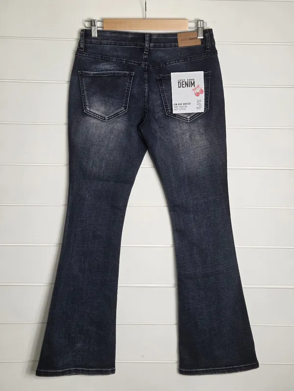 Love Soho Dark Blue Flare Jeans - Low Rise Stretch Size 5 NEW - Image 2