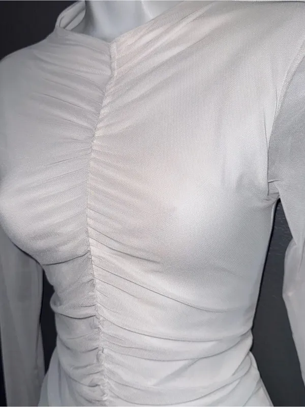 Pretty Little Thing White Long Sleeve Bodycon Midi Dress Womens Small 4 - Image 5